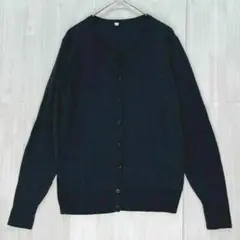 クルーネックサマーニットカーディガン　黒　LL 春夏