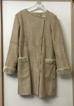 美品　beams ベージュ ファー付き ムートンコート　ビームス