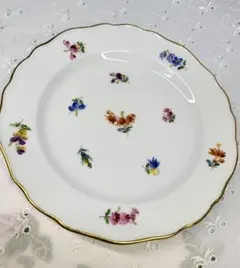 未使用近❤マイセン ベーシックフラワー 3つの花 オーバルプレート 小皿 2枚 マイセン プレート□ベーシックフラワー ブーケ 三つ花 オーバル