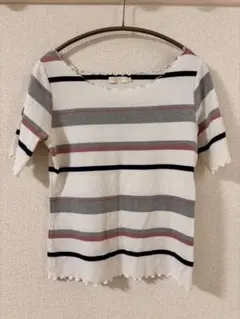 earth music&ecology ストライプ 半袖Tシャツ