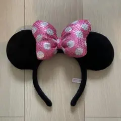 ミニーマウス　カチューシャ　ピンクリボン
