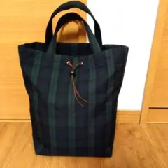 トートバッグ　巾着バッグ　斜めがけバッグ　ブラックウォッチ生地　ハンドメイド