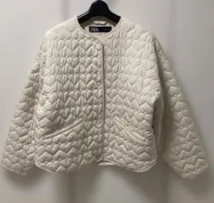 ZARA ハートキルティングジャケット 白 ホワイト　Sサイズ