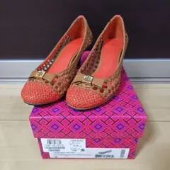 TORY BURCH パンプス 編み込み オレンジ
