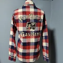 良品!schott ショット スカル刺繍ワークシャツ(L)バーガンディ色 良品!schott ショット スカル刺繍ワークシャツ(L)バーガンディ色