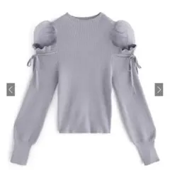 チュールショルダーリボンニットトップス k8256d