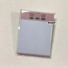 チューリップ✕方眼★ピンク【たて型メモ・メモ帳】