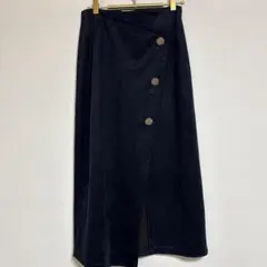 ザラベーシック　フェイクスエードペンシルスカート タイトスカート　M ネイビー