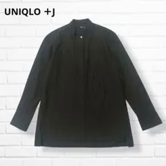 【美品】UNIQLO ＋J スーピマコットン スタンドカラーシャツ ブラック S