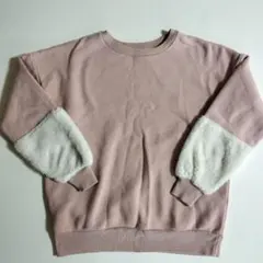 bershka トレーナー　女の子　160 袖ファー　ピンク　裏起毛　秋冬