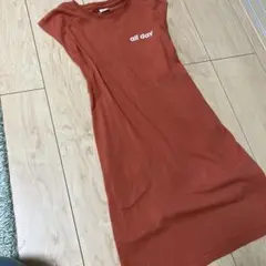 キッズ 半袖 ワンピース テラコッタカラー