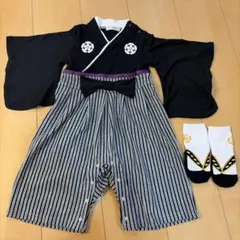 和装ロンパース(90)と靴下セット(13-16)