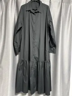 GU ロングシャツワンピース ブラック 長袖 XL