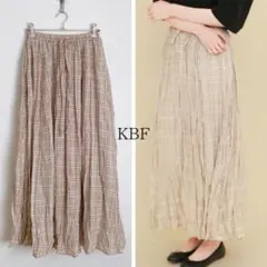 KBF ケービーエフ スカート ベージュ クリンクル ギャザー チェック One