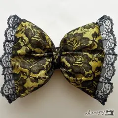 ♡盛り髪リボン♡ 黄色　ひらひらレース　文化祭・体育祭・スクバ・推し活・イベント