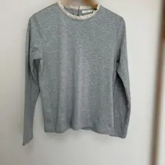 ehka sopoグレー 長袖Tシャツ レース付き