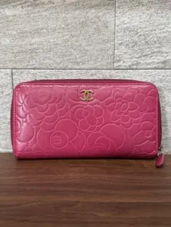 美品✨】シャネル 長財布 カメリア 型押 ラウンドファスナー 236 