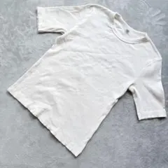 新品未使用 リブTシャツ 五分袖 ストレッチ クルーネック 白 M ユニクロのサムネイル
