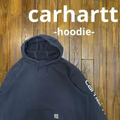 【carhartt カーハート】プルオーバーパーカー黒 XL 袖ロゴ入り