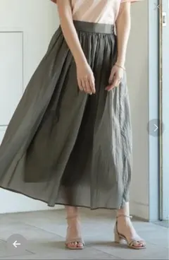OPAQUE.CLIP オペーク　シアーヴィンテージフレアスカート　M カーキのサムネイル