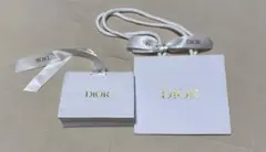 Dior ホワイトレザー調 紙袋　リボン付き　2点セット