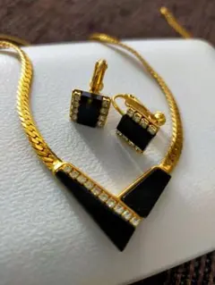 【天然石保証タグ付き】オニキス ネックレス イヤリング セット