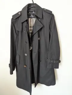 ▣バーバリブラックレーベル▣ブラック トレンチコート キルティングベスト付き