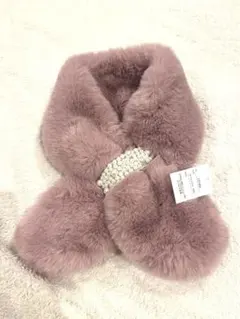 ピンクファー マフラー パール付き