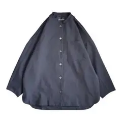 定価22000円 ミズイロインド ノーカラー バンドカラー シャツジャケット