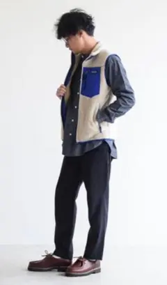 パタゴニア メンズ クラシック レトロX ベスト/ベージュ×ブルー/メンズS