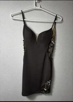 ANGELR ブラウン　Vネックタイトドレス S