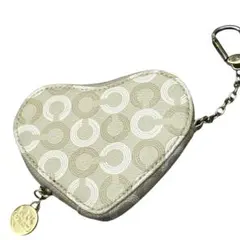 美品　コーチ　ハート　コインケース　ベージュ　ゴールド金具　チャーム