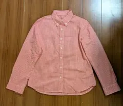 赤と白のギンガムチェック 長袖シャツ Ｌ