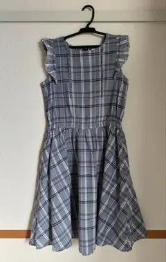 pom pinette チェック柄 ノースリーブワンピース L 表裏綿100