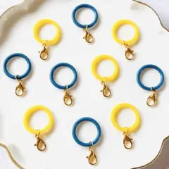 最安値！金具付きシリコンリング10個☆アンブレラマーカー♪紺×黄色☆星空カラー