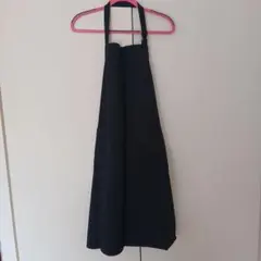 <美品> ダークブルー 黒系 エプロン ポケット付き