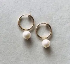 16kgp 国産シェルパール 一粒フープイヤリング