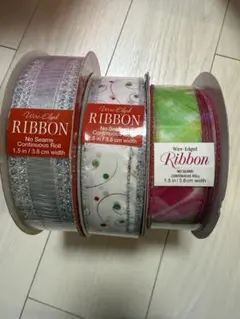 新品　3点セット　クリスマスリボン　 45.7メートル✖️3