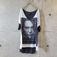 ZARA 写真プリント 深Vネック 五分袖 モノトーン ビスコース ザラ