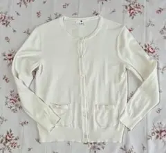 即発送 美品 白カーディガン 長袖カーディガン ホワイトカーディガン リボン