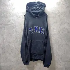 adidas T-MAC パーカー 00s 3本線 グランジ ボロ 濃灰 2XL