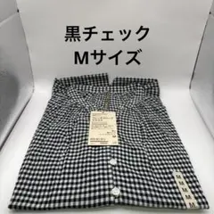 無印良品 フレンチスリーブブラウス 黒チェック