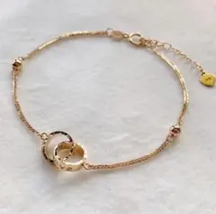 ゴールド ブレスレット 2つのリング デザイン