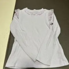 piano 薄紫 フリル付き長袖カットソー 120