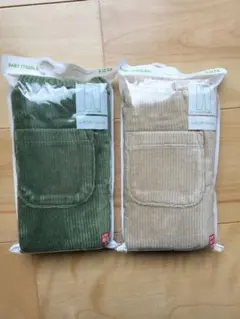 新品未使用 120cm ユニクロ コーデュロイ ベージュ グリーン 2枚セット