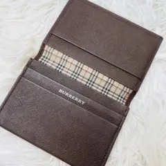 良品】 バーバリー ロゴプレート ノバチェック カードケース レザー 革