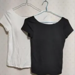 ユニクロ　エアリズムコットンローバックブラTシャツＳホワイト＆ブラック２点セット
