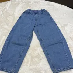 デニムブルー ワイドパンツ ゴムウエスト