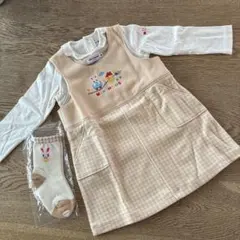 MIKI HOUSE トップス&ジャンパースカート　靴下　セット　90