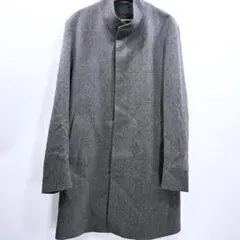 ポールスチュアート8.9万カシミヤ混ウールコート灰52スタンドカラーヘリンボーン